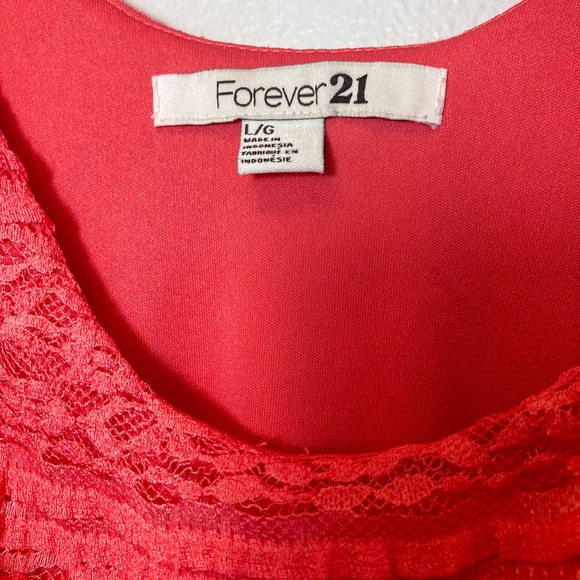 Forever 21 Red Lace Mini Dress Size:L - Picture 3 of 6